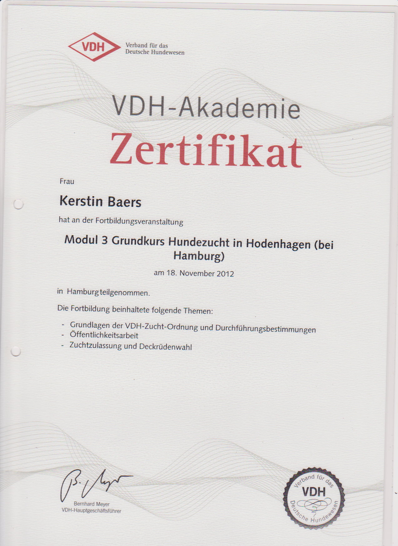 VDH- Zertifikat - 3